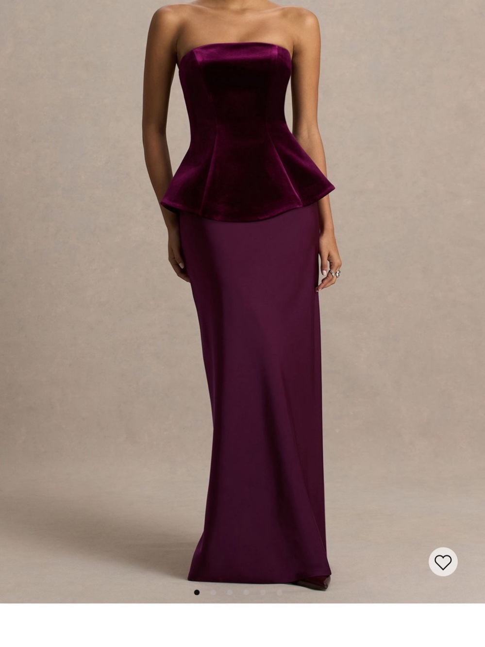 Club L London Indulgent Burgundy Velvet and Satin Bandeau Corset Maxi Dress Size